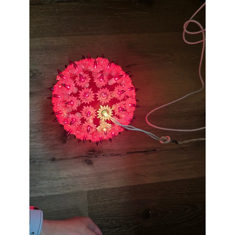 Vintage Style Red Lighted Starlight Sphere Christmas Holiday Decor Star Ball